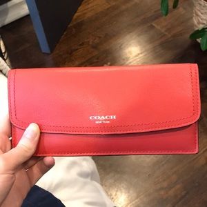 Coach Legacy Red Soft Leather Slim Wallet